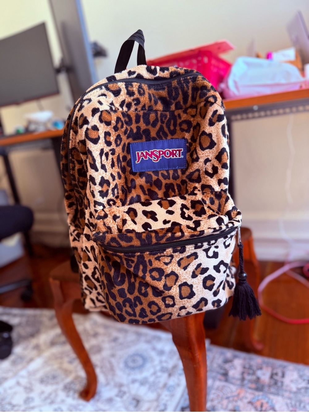 Y2K Jansport leopard animal print backpack